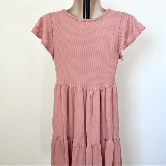 ribbed knit babydoll dress mauve pink‎ short sleeve flowy casual dress Size S - Picture 7 of 10